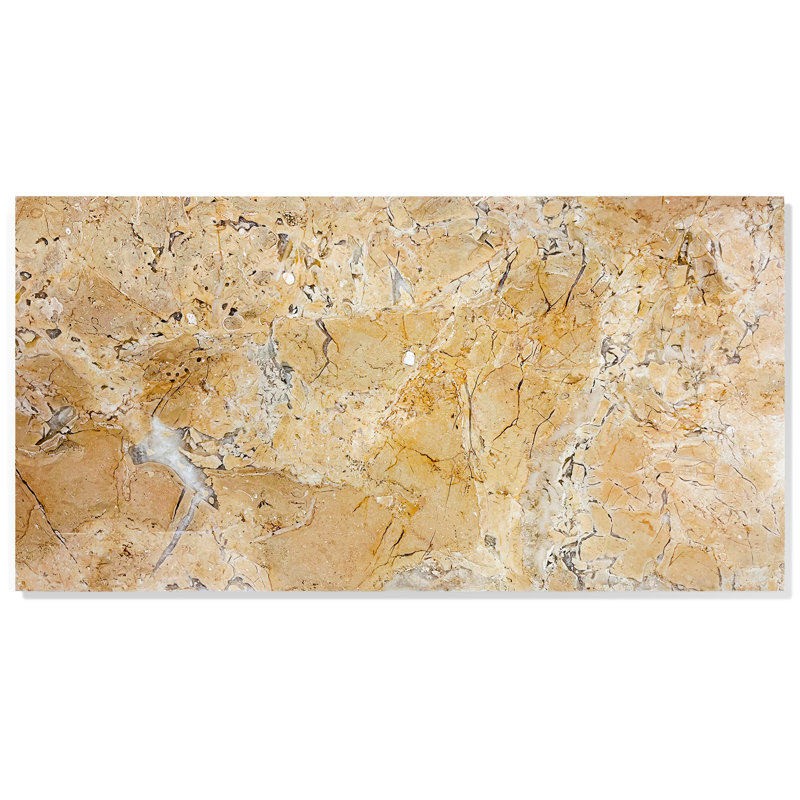 Panneau mural en marbre 12x24 pouces or jaune et beige - Fs texturé, art, luxe pour le salon