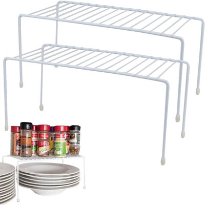 Wire Rack Cabinet Shelf Organizer -2 Pack Sturdy Metal Cabinet Riser Shelf - Double Space-Great For Kitchen, Freezer, Pantry
