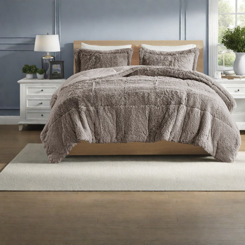 Ensembles de literie en fourrure douce à poils longs, polyester confort contemporain dans la chambre à coucher