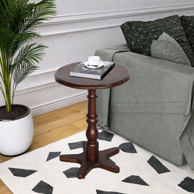 Table basse ronde en bois rétro de 15,72 po, motif noyer, usage multiple, espace de vie principal, finition latérale sans effort, chevet, entrée, sans outil