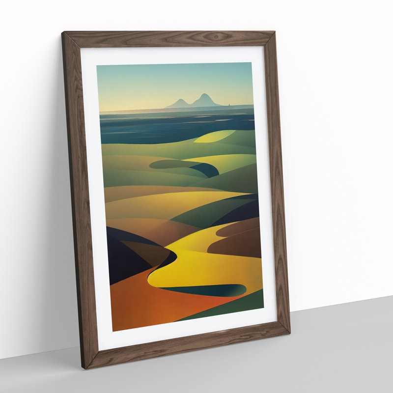 Abstract Mountain Landscapes No.6 - Wall Art, 36cm H x 27cm W, Walnut Framed, White