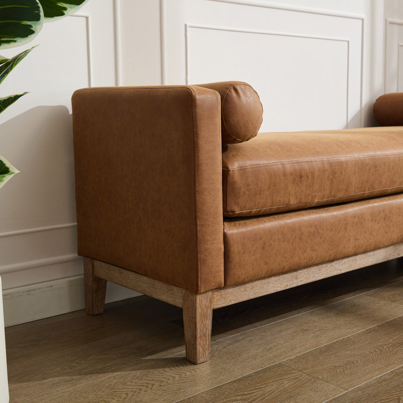 Banc rembourré l 66,32 po Saakshi, Brun, Brun