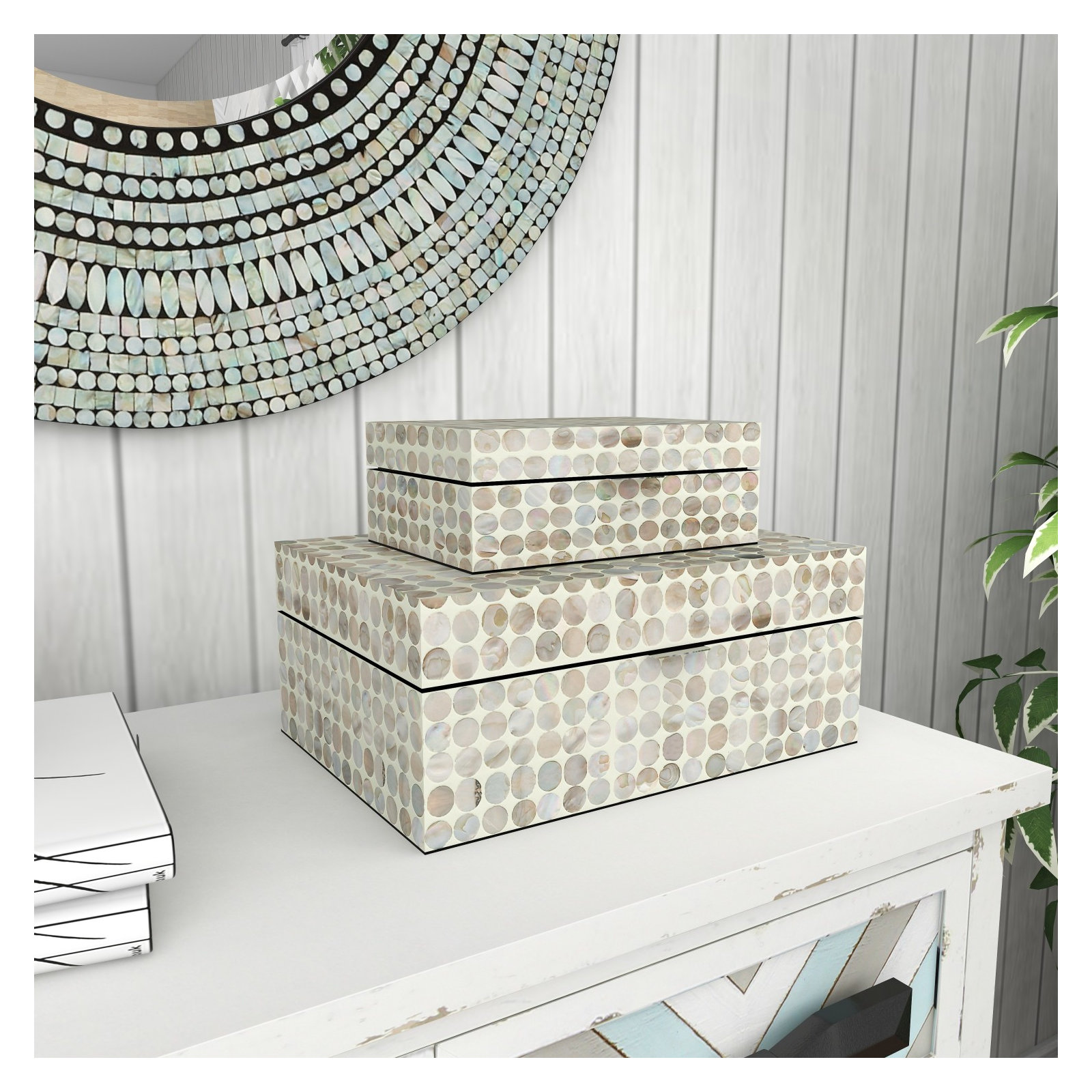 2 - Piece Handmade Decorative Box, Brown/Gray