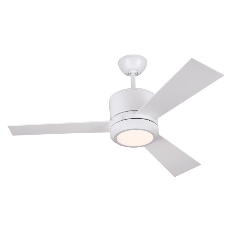 Tulsi Ceiling Fan with LED Lights, Matte White with White Blades, 42