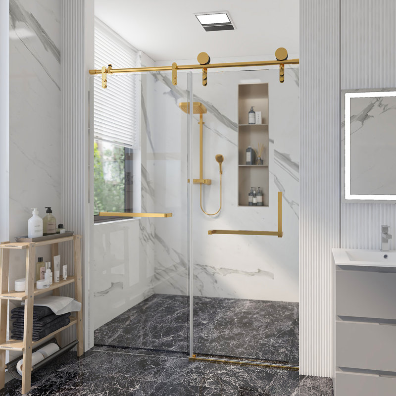 56"-60" W x 76" H Single Sliding Frameless Shower Door | 0.31" (8mm) Thickened Upgrade Tempered Glass | Stainless Steel Hardware | Safe, Explosion-Resistant, Clear & Stylish, Sturdy & Durable