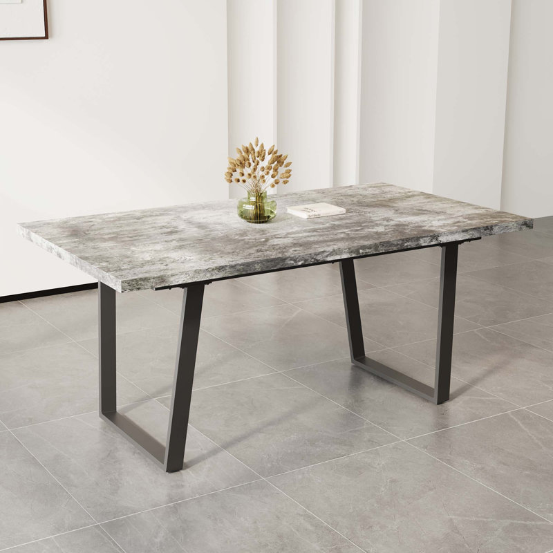 62.9-Inch Rectangular MDF Dining Table, Gray