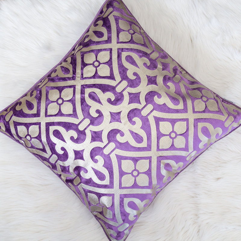 Ikat Velvet Throw Pillow, Purple