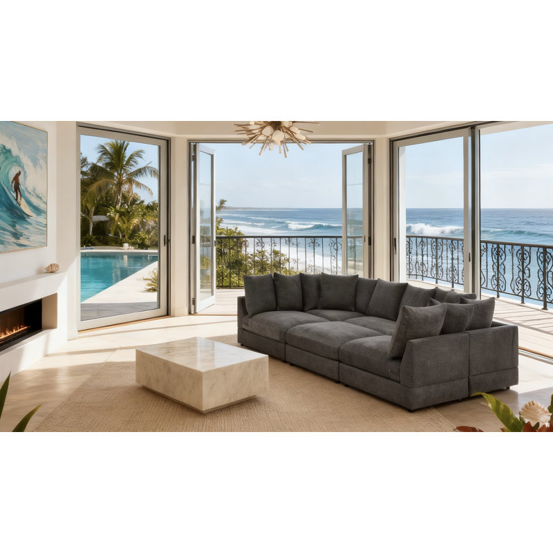 Canapé modulaire à assise profonde 7 pièces Harborstone, Gris