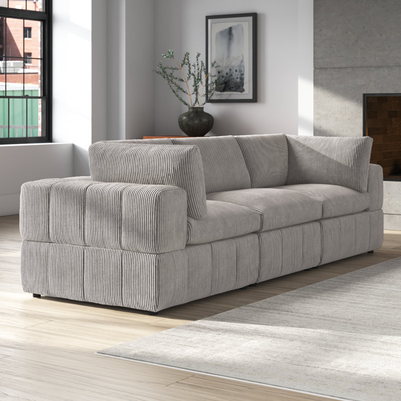 Antwand 108.5'' Corduroy Sofa, Dark Gray