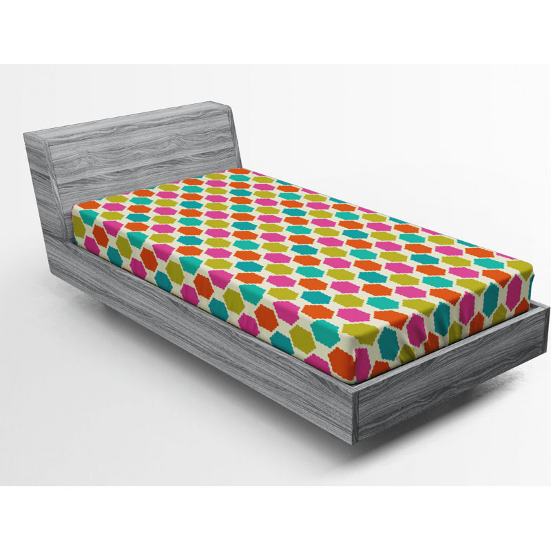 Microfiber Geometric Fitted Sheet, Twin Fitted Sheet