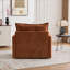 Fauteuil d'appoint pivotant demi-tonneau Mid-Century moderne, chenille rembourrée épaisse pivotante à 360 degrés, brun ton bois pour le salon-1556871570