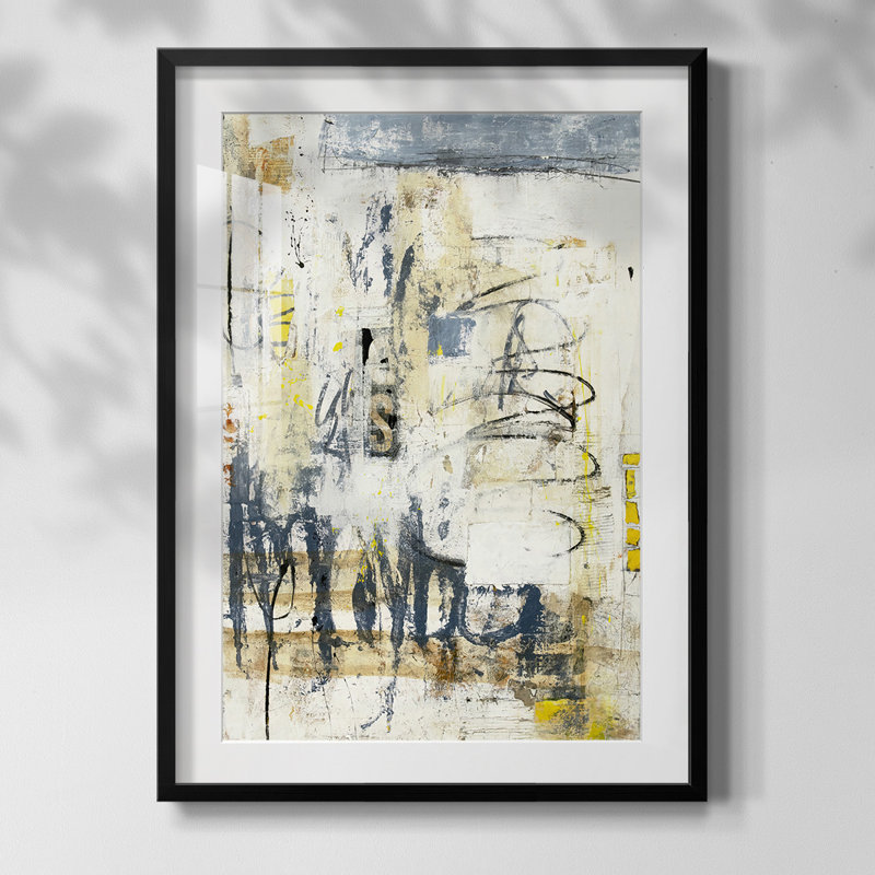 Reproduction imprimée encadrée, Papier avec cadre noir, Blanc