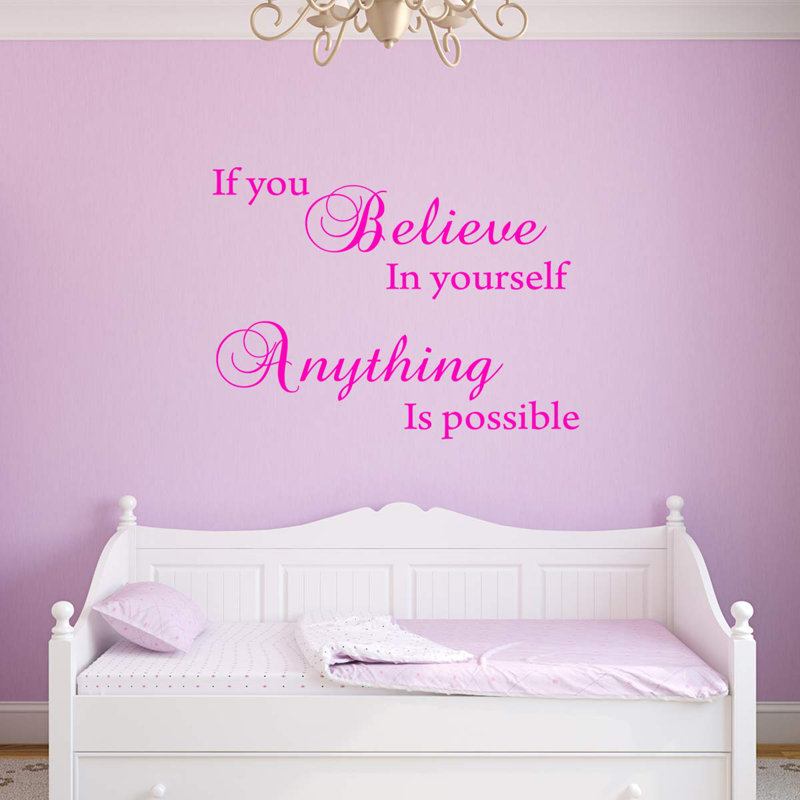 Adhésif décoratif «If you Believe in Yourself», tout est possible, H 22 po x l 30 po, Rose vif