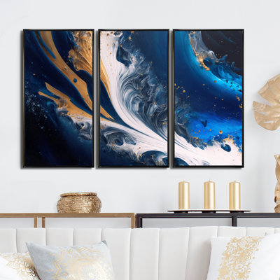 «Ice Paint Splash III», reproduction de cadre flottant sur toile 3 pièces