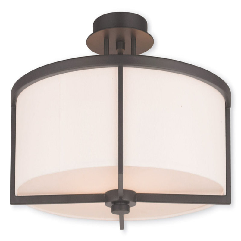 Glass Semi Flush Mount, Bronze