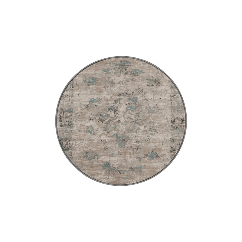 Tapis gris soyeux et moelleux, Rond 3 pi