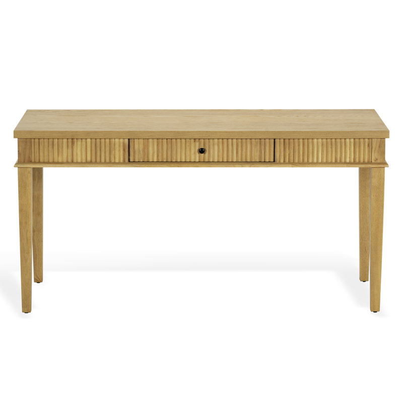 Shelbie 1 Drawer Reeded Desk, Greige Oak