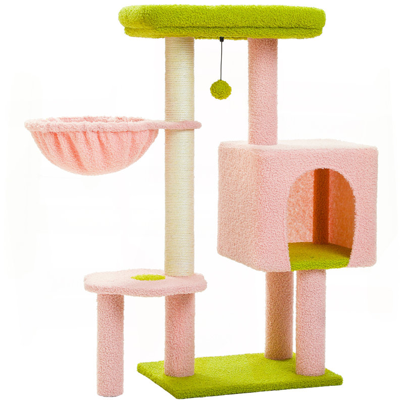 Grand arbre à chat 35,4 po Cactus, Rose
