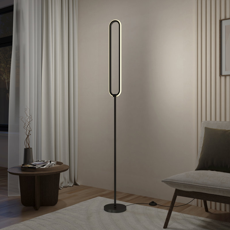 Mete Modern Dimmable LED Floor Lamp, Matte Black