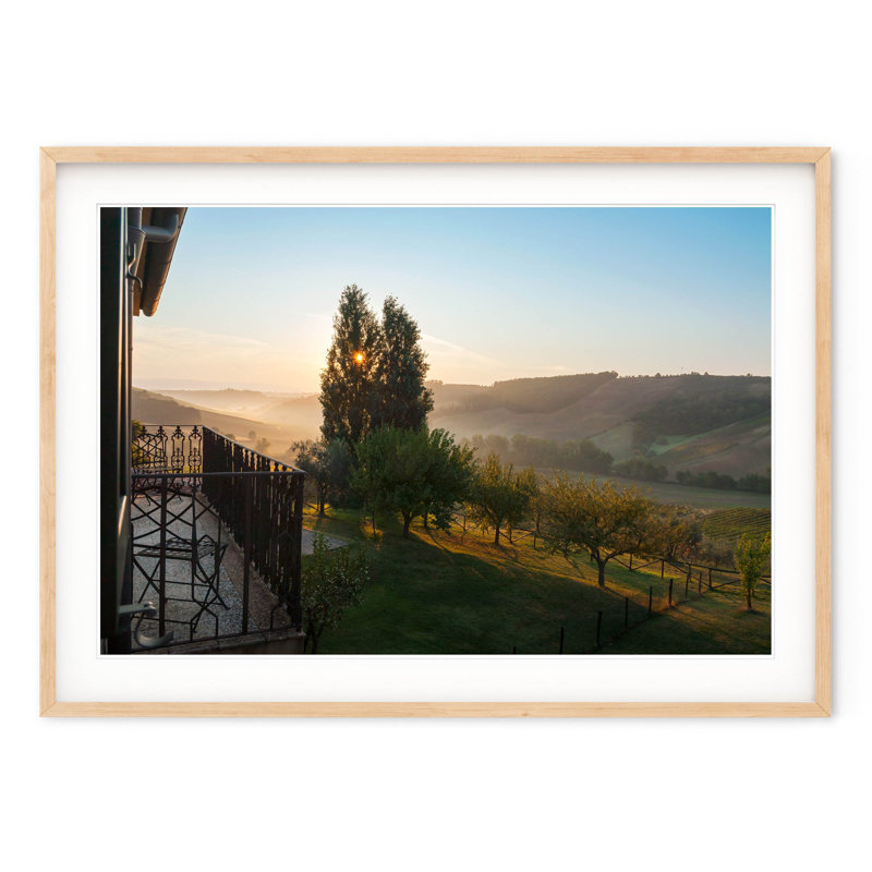 Tuscan Sunrise - Picture Frame Photograph on Paper, Natural Framed, 28.5" H x 40" W
