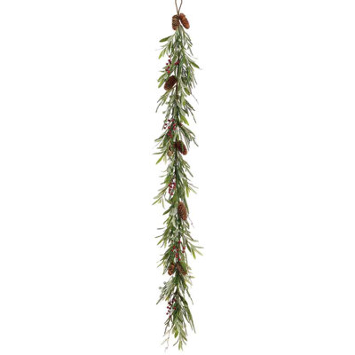 6ft Faux Pine Cone, Berry, Eucalyptus and Mixed Pine Decorative Garland
