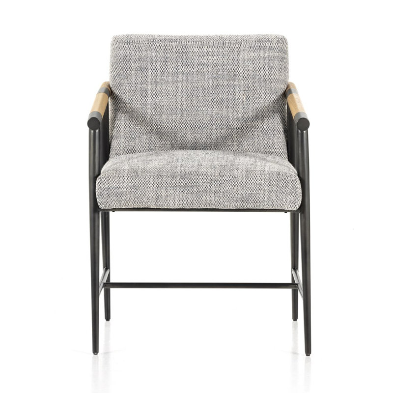 Rowen Upholstered Dining Chair, Sonoma Black Genuine Leather/Carbon Black, Thames Raven/Black