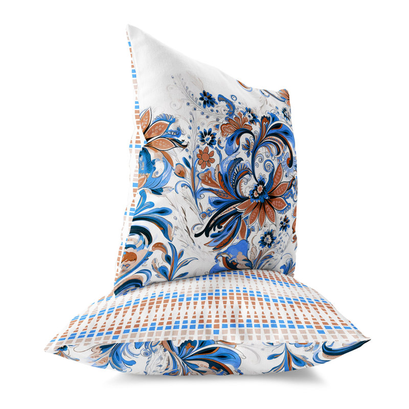 Coussin décoratif réversible Wild Flora Fusion, H 20 po x l 20 po, Floral rouge / bleu
