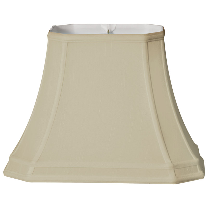 Abat-jour cloche en soie / shantung (araignée), Beige/Or, H 9 po x l 12 po x P 12 po