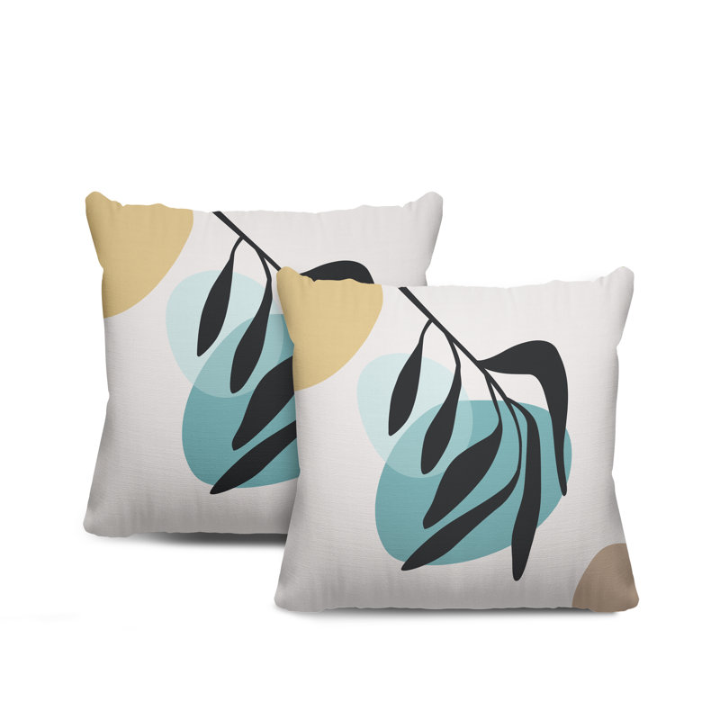 Polyester/Polyester Blend Throw Square Indoor/Outdoor, 15" x 15", Turquoise/Beige