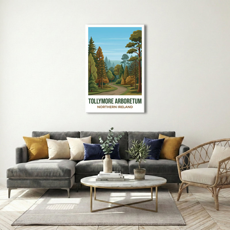 Tollymore Arboretum, Northern Ireland - Romantic Woodland Travel Poster. Giclee Print On Wrapped Canvas. Wall Art, Home Decor - Parks & Gardens, Northern Ireland - Wrapped Canvas Print