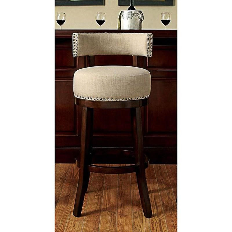 Bar Chairs Set Of 2, Counter Stool (24" Seat Height), Beige