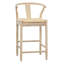 Renault 37" Tall Oak Wood Counter Stool, Light Bleached Natural