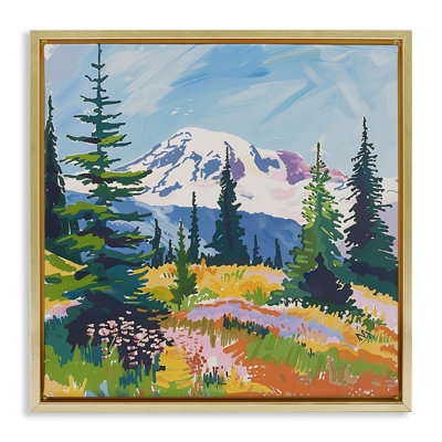 Peaceful Mountain Valley Scenery Floating Frame, design by Walker Noble