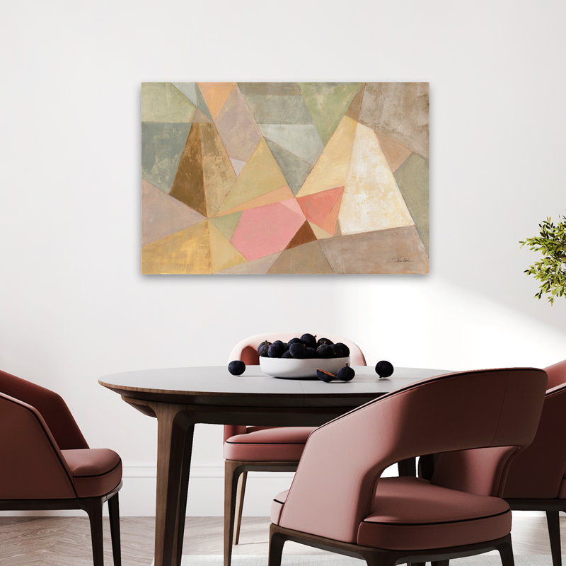 Abstrait géométrique - Abstrait géométrique brun beige, H 36 po x l 24 po