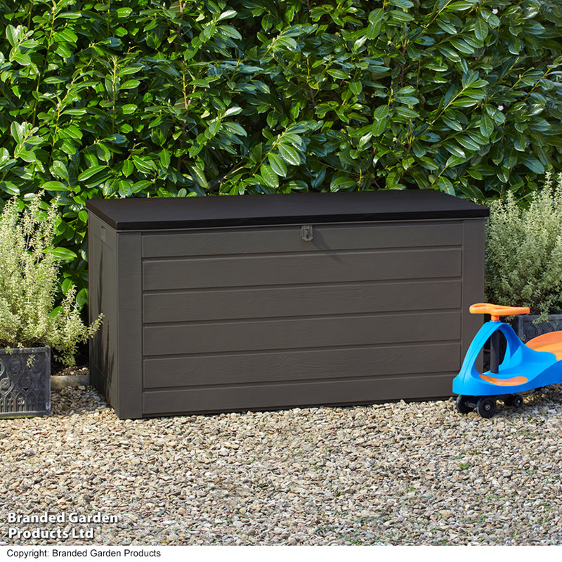 Garden Gear 146cm W 680L Polyethylene Plastic Lockable Deck Box in Grey