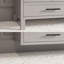 Meuble-lavabo double lavabo Houston II en bois massif, 152 cm (L) x 56 cm (P), gris essentiel, avec rangement discret et comptoir en pierre reconstituée.-246166808-246166791