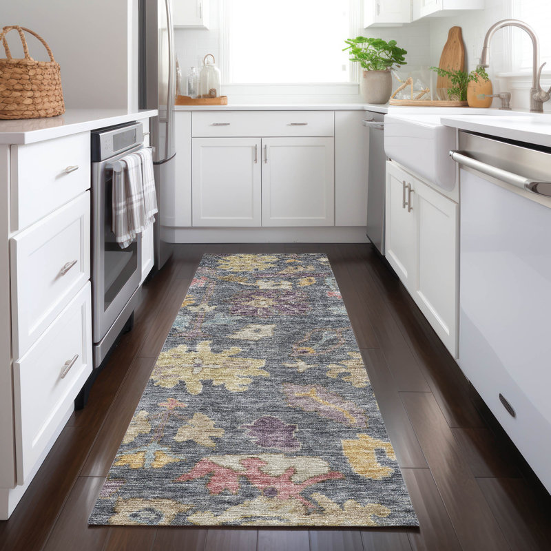 Tapis bleu intérieur / extérieur lavable à la machine Cicel ACN1108, Tapis de couloir 2 pi 3 po x 7 pi 6 po