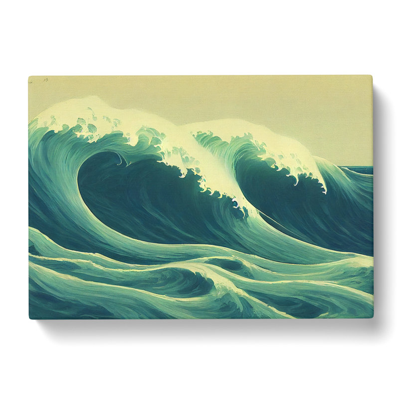 An Artistic Japanese Wave - Wrapped Canvas Print, 35cm H x 50cm W x 3cm D