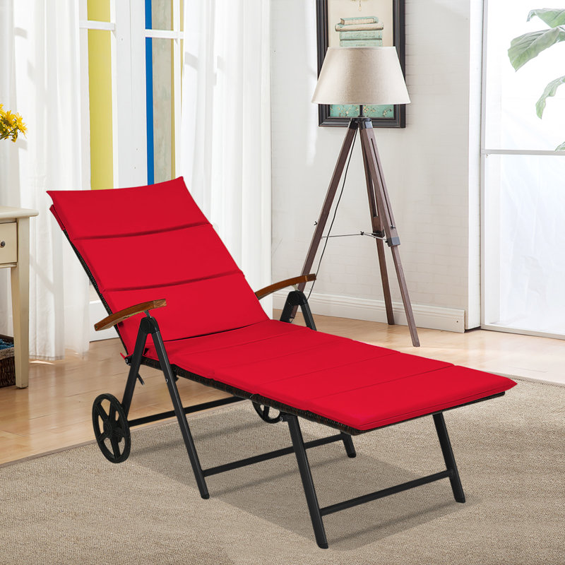 Yeo Outdoor Chaise Lounge , Cushion Included, Red, 2 Pieces