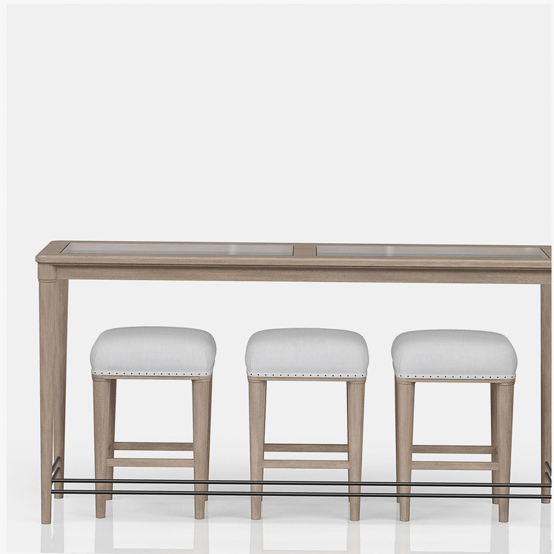 Console en verre givré avec 3 tabourets