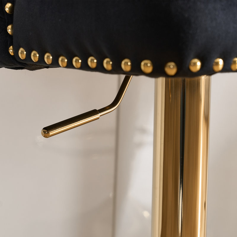 Tabouret de comptoir pivotant à hauteur réglable avec structure en métal, Doré, Noir