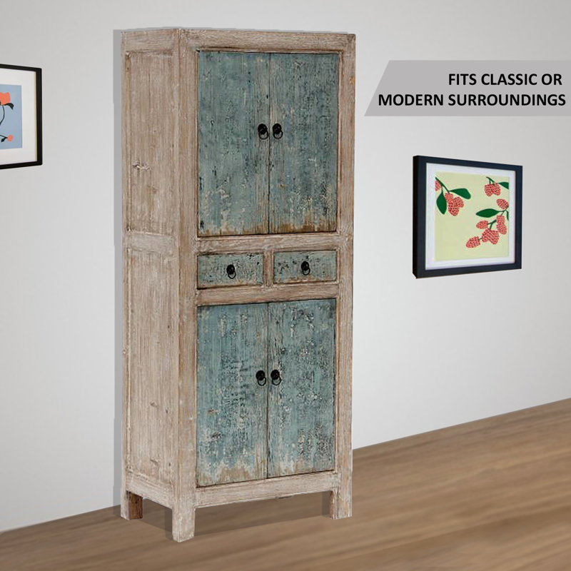 Rocio 2 - Door Solid Wood Armoire, Antique Green