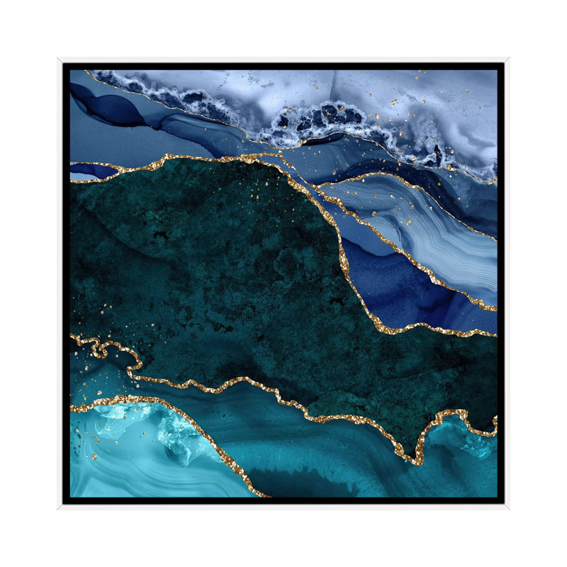 «Peacock Agate Texture II», reproduction d'art sur toile encadrée, H 26 po x l 26 po, Blanc