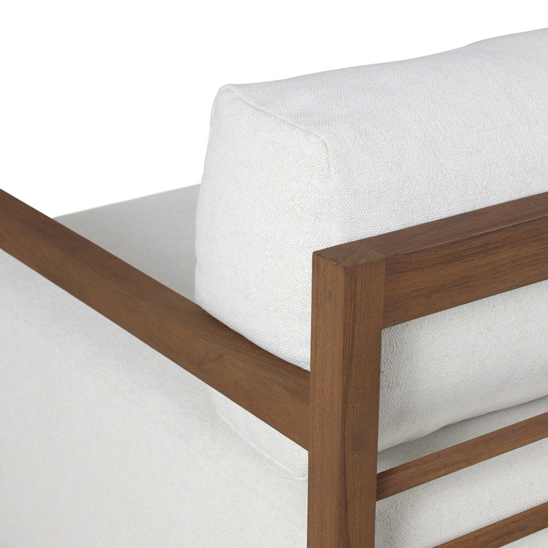 Stroud Outdoor Teak Swivel Lounge Chair, Alessi Linen
