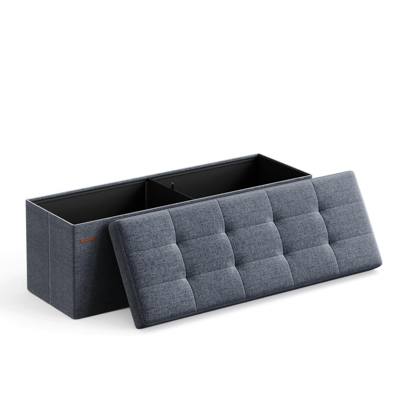 Banc de rangement avec repose-pieds 43 pouces, Bleu brumeux