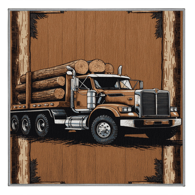 Tapis de transport brun lavable à la machine, Carré 3 pi