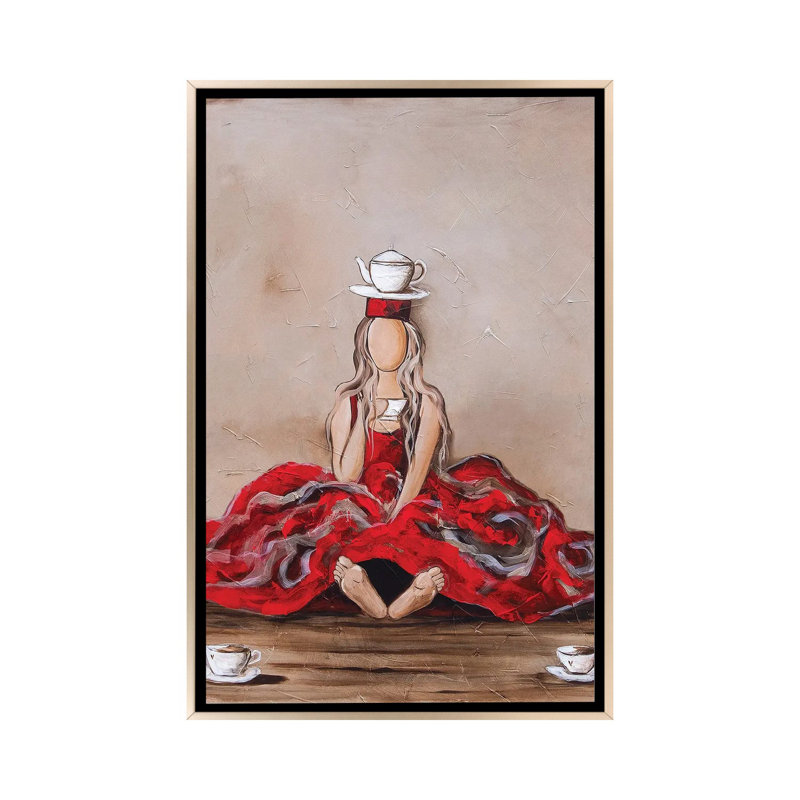 She Don't Dwell On The Past, H 40 po x l 26 po, Champagne, Impression sur toile flottante sans passe-partout