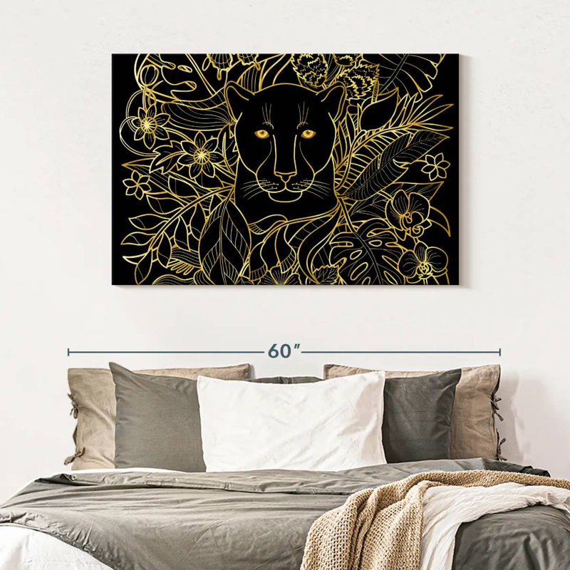 Brampt Floral Black Panther, 32" H x 48" W