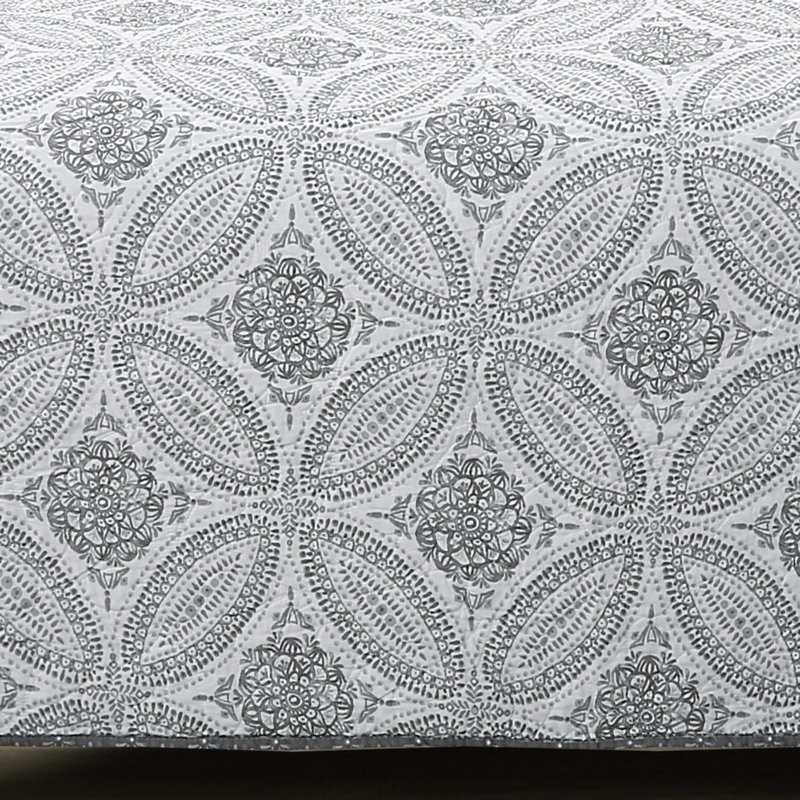 Gray Reversible Microfiber Twin Quilt Set with Trim