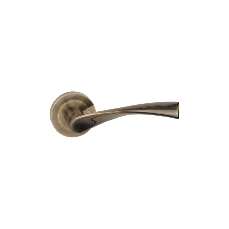  Astrid Handles Set in Antique Brass Finish with Hinges and Mortise Lock
